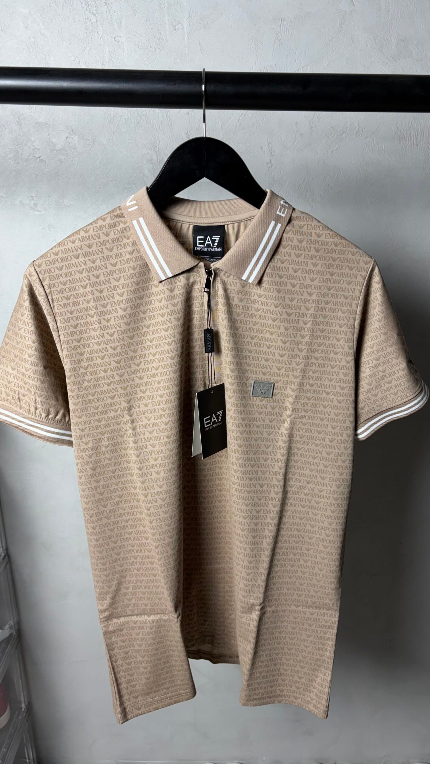 EA7 Empori_o Arman_i Monogram Zip Polo T-Shirt With OG Box Packaging 1390 - Image 5