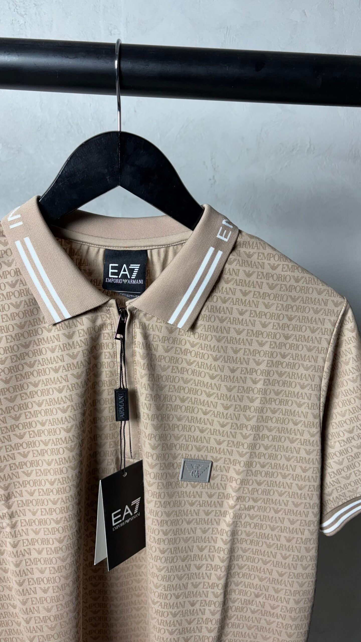 EA7 Empori_o Arman_i Monogram Zip Polo T-Shirt With OG Box Packaging 1390 - Image 4