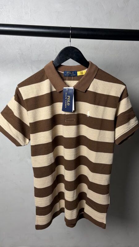 Ralp_h Laure_n Premium Knit Striped Polo T-Shirt With OG Box Packaging 1469