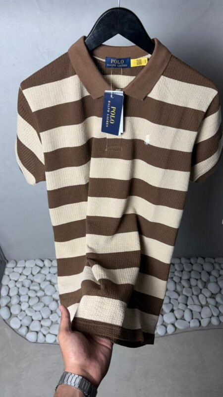 Ralp_h Laure_n Premium Knit Striped Polo T-Shirt With OG Box Packaging 1469