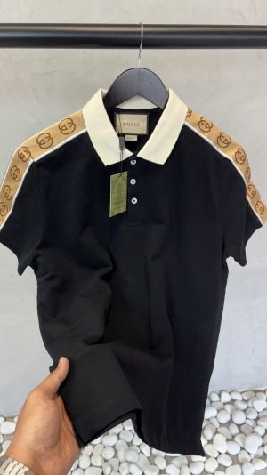 Gucc_i Signature GG Trim Polo T-Shirt Black 1030